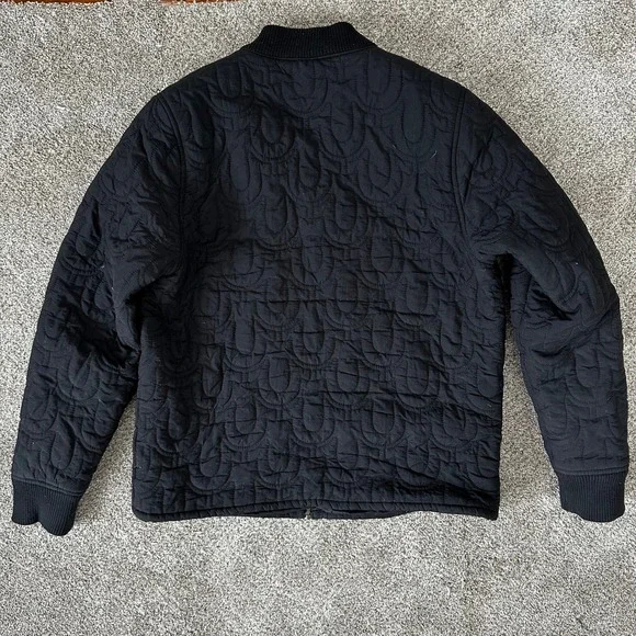 True Religion Bomber Jacket Black Quilted Horseshoe Logo Men's Large
